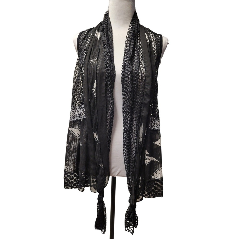 Artsy Kimono Vest Mixed Media Outfit Topper Lightweight Funky Witchy Size PS